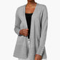 Cardigan feminino Charter Club com frente aberta em malha cinza, tamanho extragrande
