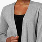 Cardigan feminino Charter Club com frente aberta em malha cinza, tamanho extragrande