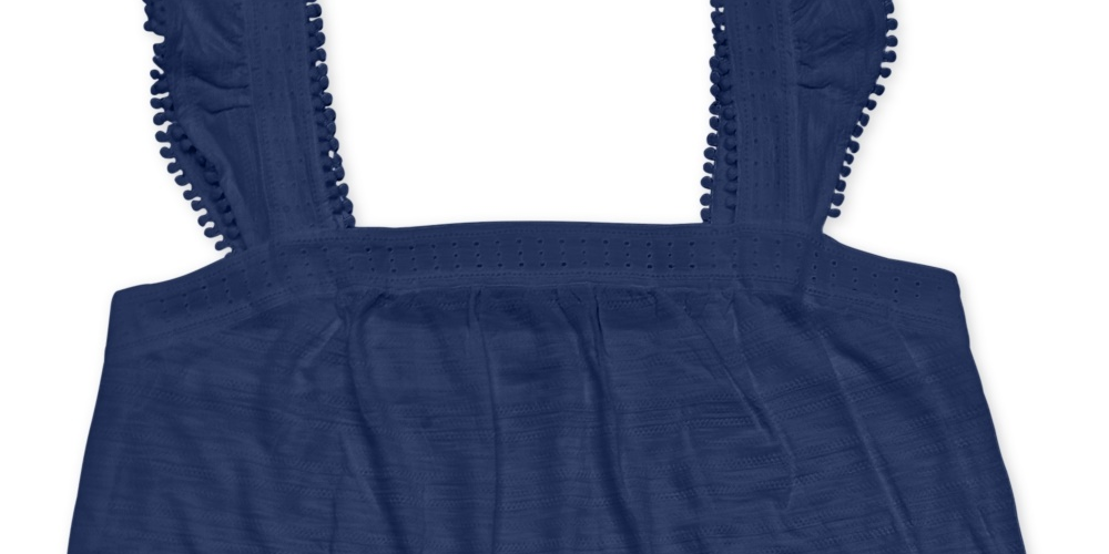 Regata feminina com alças largas bordadas estilo &amp; co, azul, tamanho extrapequeno