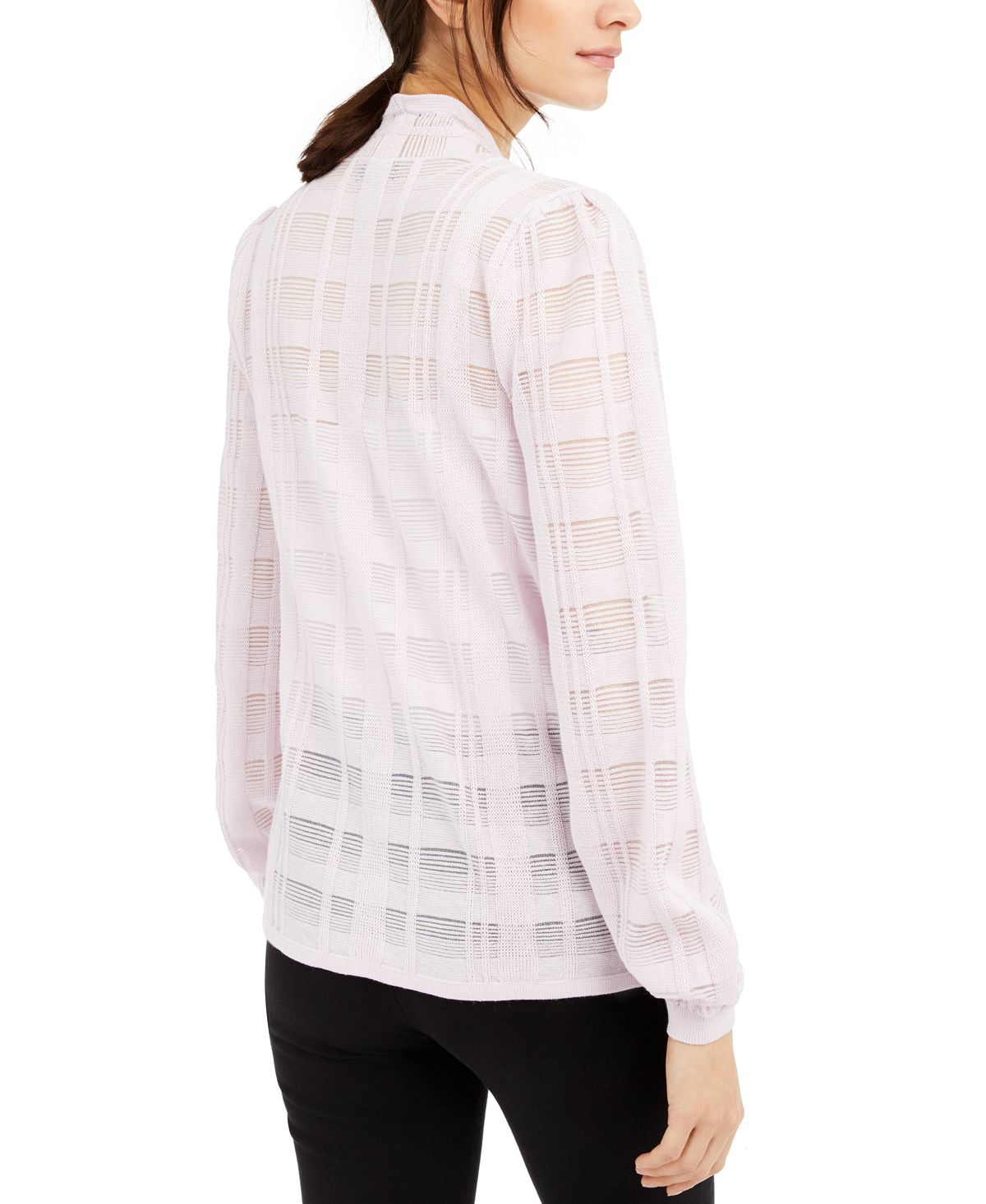 Cardigan xadrez feminino Alfani Illusion, branco, tamanho GG