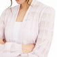 Cardigan xadrez feminino Alfani Illusion, branco, tamanho GG