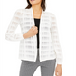 Cardigan xadrez feminino Alfani Illusion, branco, tamanho GG