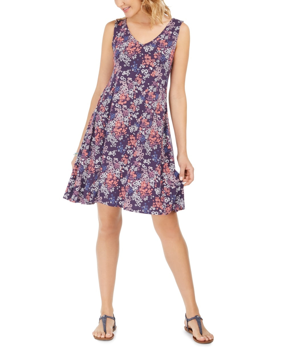 Vestido feminino sem mangas com alças e estampa nas costas, estilo &amp; co, roxo, tamanho pequeno