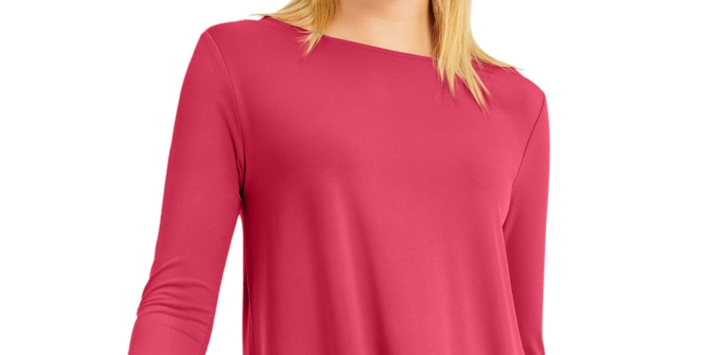 Top feminino Alfani Petite Solid Swing Rosa Tamanho Petit