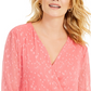 Charter Club Feminino Clip Dot Wrap Top Rosa - Tamanho XX-Grande