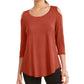 JM Collection Top feminino de ombro descoberto, tamanho médio, vermelho, grande