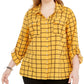 Camisa feminina plus size com botões e bolinhas, coleção NY, amarela, tamanho 3X