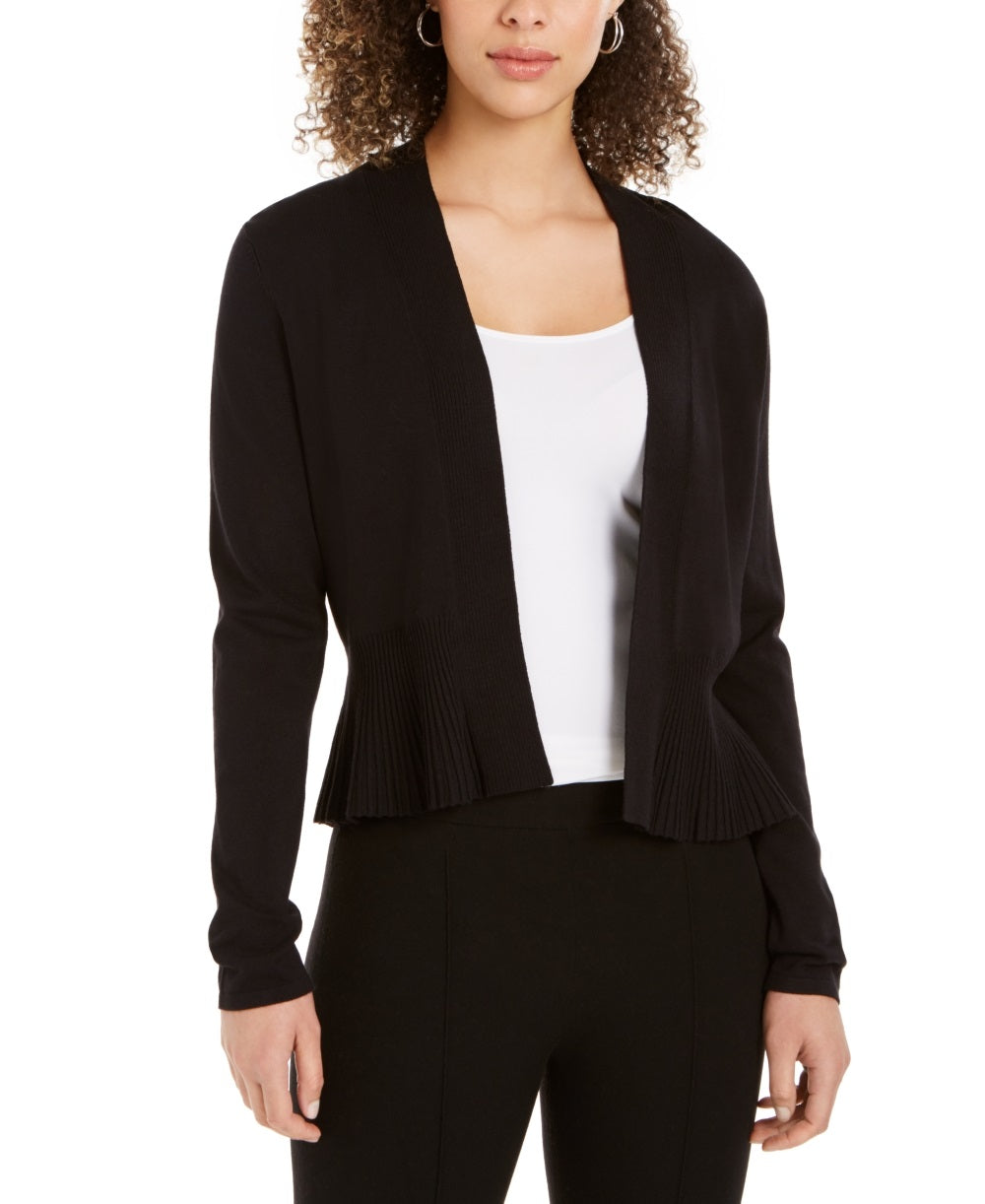 Cardigan feminino peplum com frente aberta Charter Club, preto, tamanho extragrande