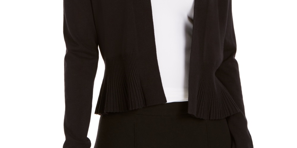 Cardigan feminino peplum com frente aberta Charter Club, preto, tamanho extragrande