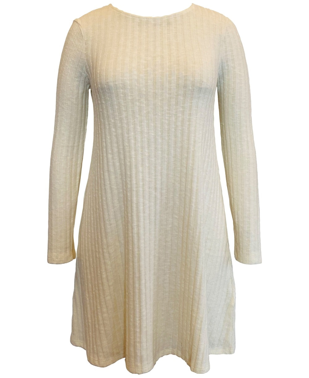 Vestido rodado escovado canelado Hacci feminino da Style &amp; Co, branco, tamanho pequeno