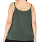 Camisola feminina Eileen Fisher de seda com decote redondo, verde, tamanho 2X