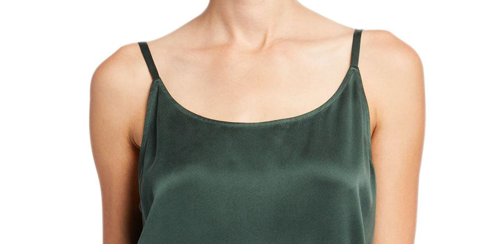 Camisola feminina Eileen Fisher de seda com decote redondo, verde, tamanho 2X
