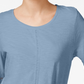 Blusa feminina estilo &amp; co com manga sino e acabamento em crochê, azul, tamanho PS