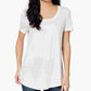 Camiseta feminina Maison Jules com decote redondo, branca, tamanho médio