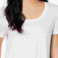 Camiseta feminina Maison Jules com decote redondo, branca, tamanho médio
