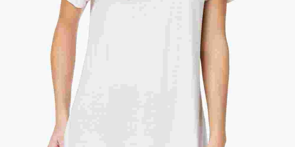 Camiseta feminina Maison Jules com decote redondo, branca, tamanho médio