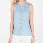 Top feminino pequeno com acabamento bordado Style &amp; Co azul PP