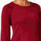 Blusa feminina Karen Scott vermelha lisa, manga comprida, gola redonda, tamanho X-S