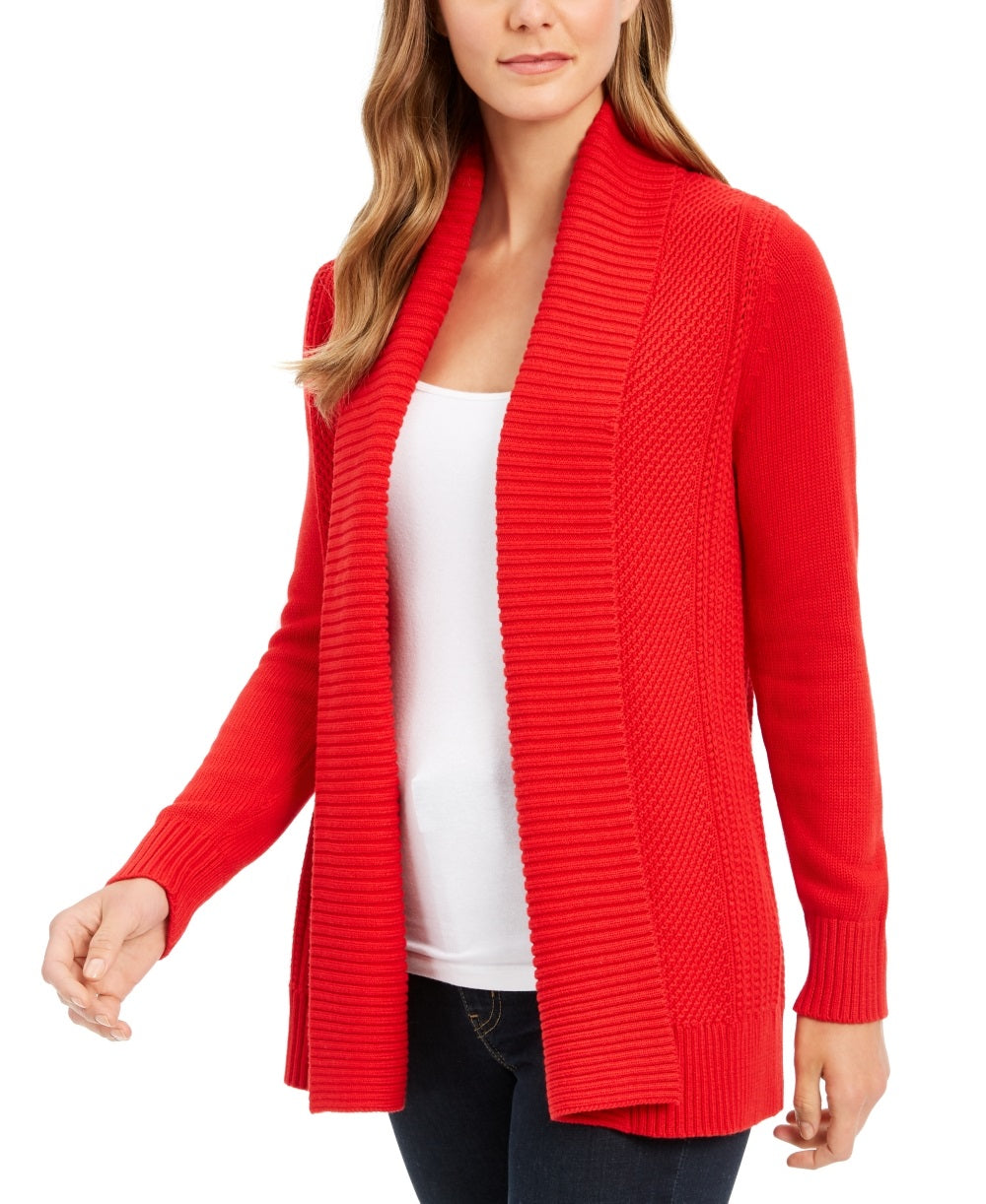 Cardigan feminino Charter Club com gola xale e frente aberta, tamanho XS
