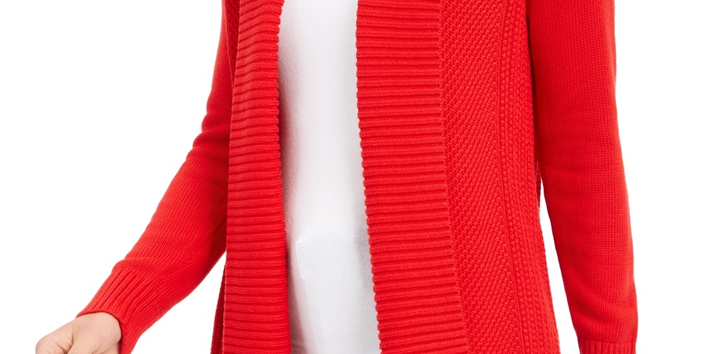 Cardigan feminino Charter Club com gola xale e frente aberta, tamanho XS