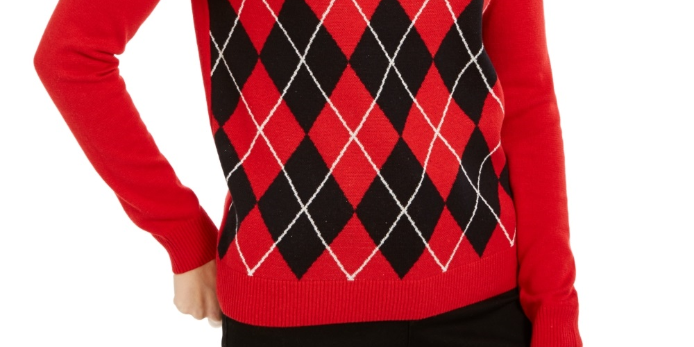 Suéter Argyle Feminino Charter Club Vermelho Tamanho Pequeno-Médio