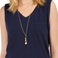 Regata feminina de algodão com decote em V, estilo &amp; co, azul, tamanho extragrande