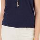 Regata feminina de algodão com decote em V, estilo &amp; co, azul, tamanho extragrande