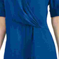 Blusa feminina Alfani Petite com gola drapeada na frente, azul, tamanho PL
