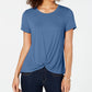 Top feminino com frente torcida estilo &amp; co, azul, tamanho grande
