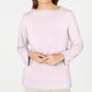 Blusa feminina Karen Scott com estampa canelada, manga comprida, gola redonda, rosa, tamanho pequeno, extragrande
