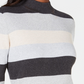 Karen Scott Suéter feminino listrado de algodão com gola falsa, branco/azul, tamanho PXL