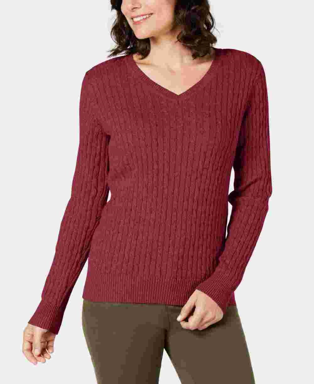Camiseta feminina Karen Scott, manga comprida, gola V, roxa mesclada, tamanho XS