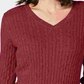 Camiseta feminina Karen Scott, manga comprida, gola V, roxa mesclada, tamanho XS