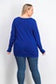 JM Collection Suéter feminino plus size com botões e decote em V, azul, tamanho -0X
