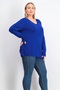 JM Collection Suéter feminino plus size com botões e decote em V, azul, tamanho -0X