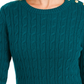 Suéter feminino com estampa texturizada e gola joia, manga comprida, tamanho pequeno, verde, Charter Club