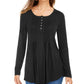 Blusa feminina de manga comprida com pregas estilo &amp; co, preta, tamanho extrapequeno