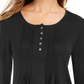 Blusa feminina de manga comprida com pregas estilo &amp; co, preta, tamanho extrapequeno