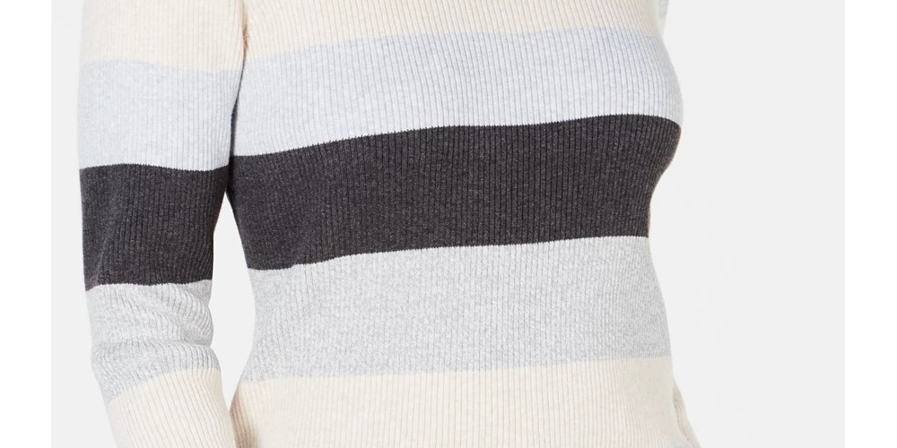 Karen Scott Suéter Feminino Canelado Color Block Manga Longa Gola Alta Cinza Tamanho X-G