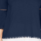 Blusa feminina estilo &amp; co, manga sino, acabamento em crochê, azul, tamanho extrapequeno