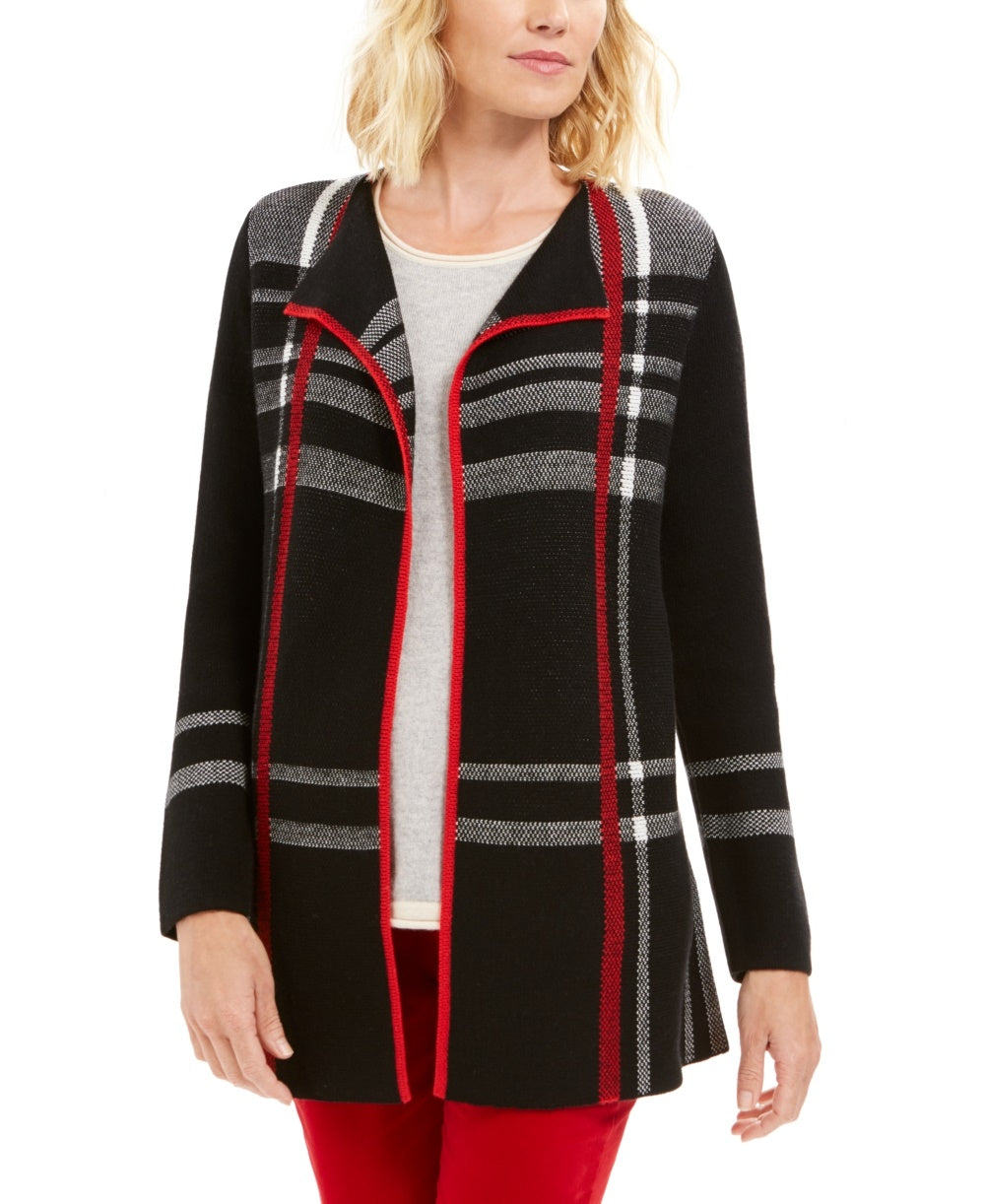 Cardigan feminino Charter Club com frente aberta, preto, tamanho pequeno e pequeno