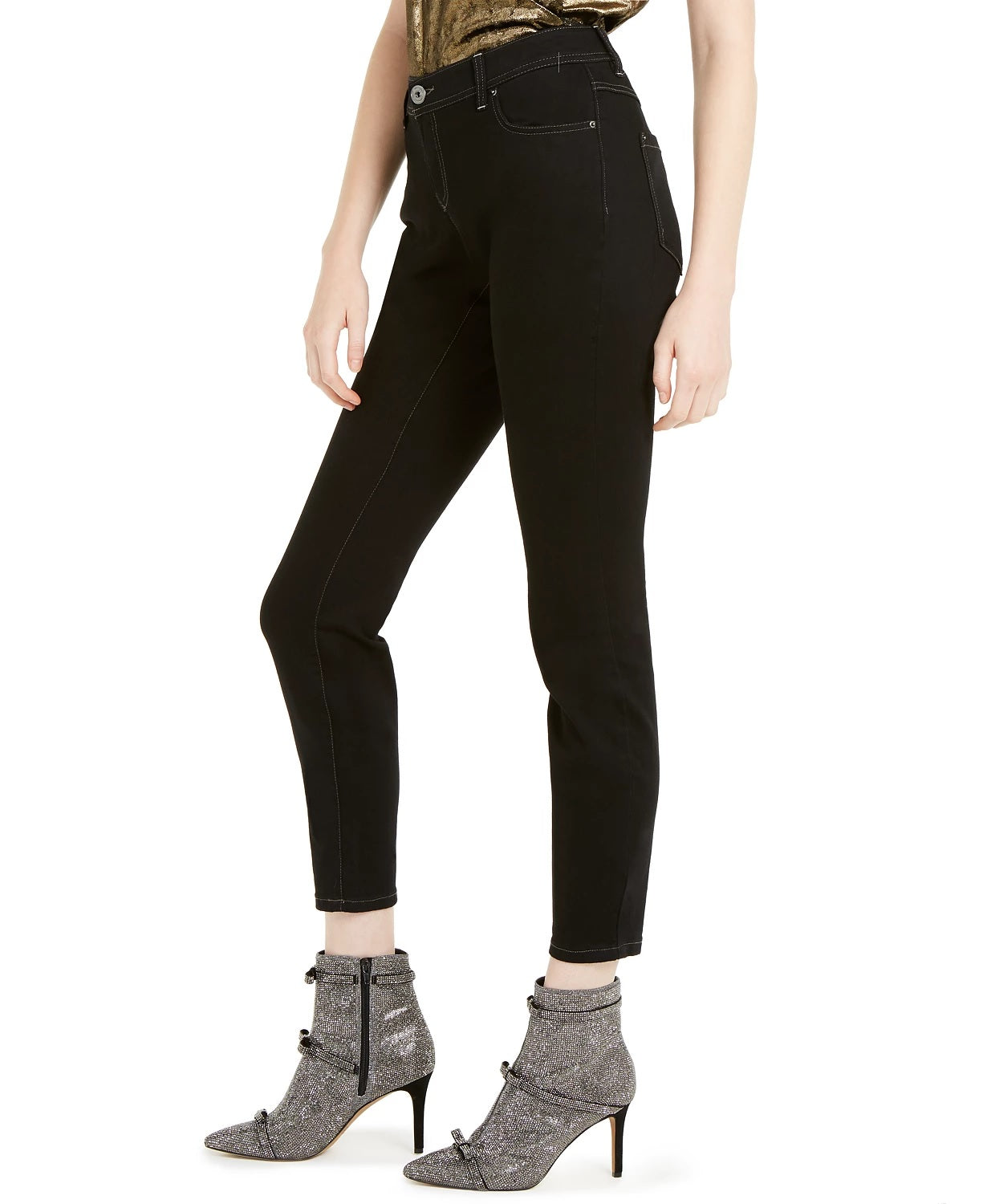 Calça jeans skinny feminina INC International Concepts, preta, tamanho 10, pequena