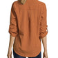 Blusa feminina pequena John Paul Richard com estampa xadrez e aba dobrada, laranja, PL