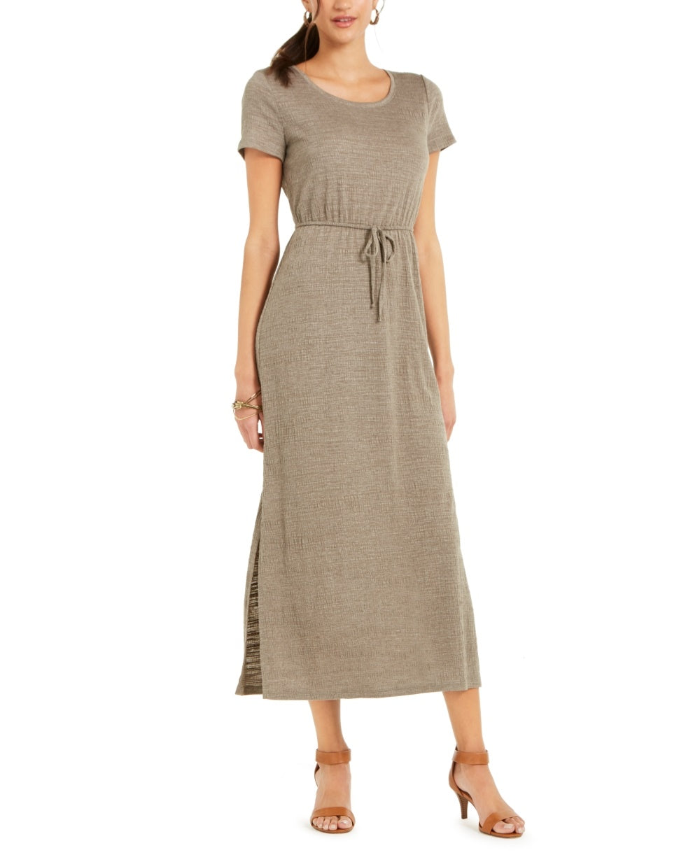 Vestido longo texturizado com amarração na cintura feminino Style &amp; Co, verde, tamanho grande