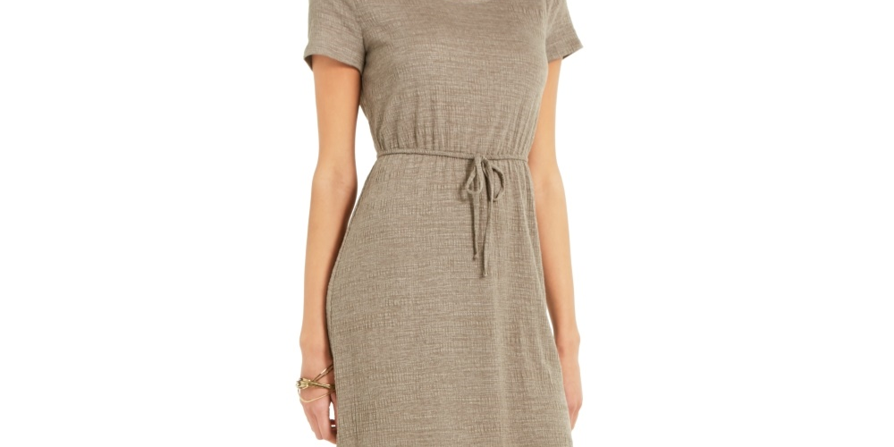 Vestido longo texturizado com amarração na cintura feminino Style &amp; Co, verde, tamanho grande