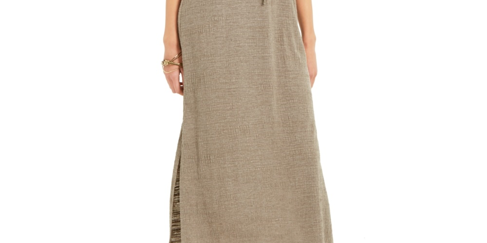 Vestido longo texturizado com amarração na cintura feminino Style &amp; Co, verde, tamanho grande