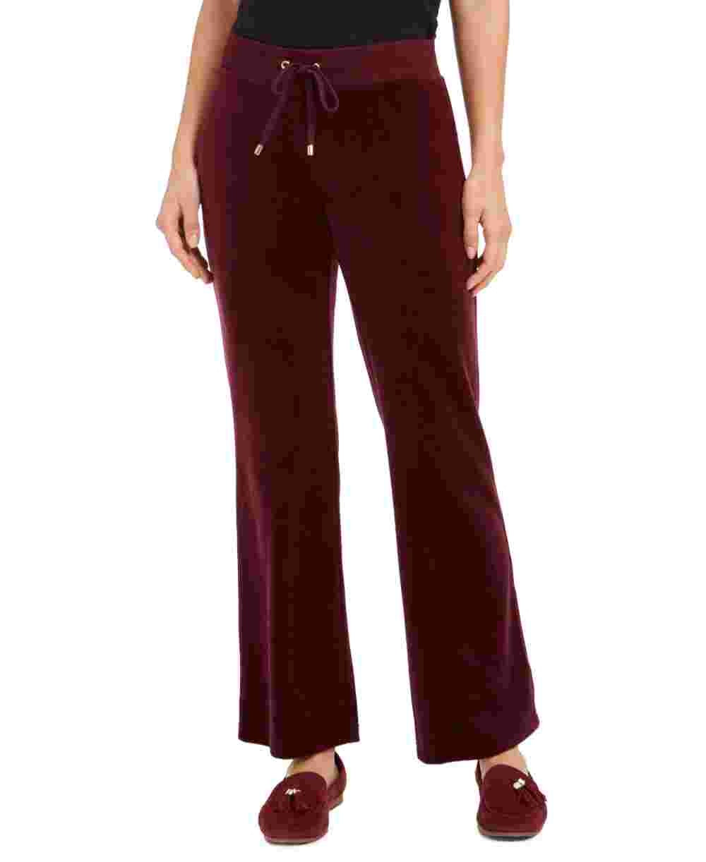 Calça feminina de veludo Charter Club, roxa, tamanho extragrande