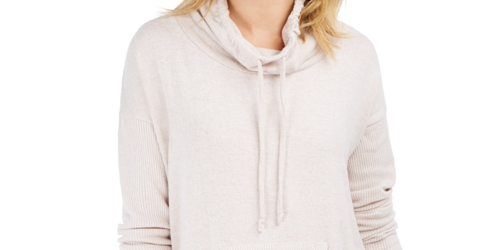 Suéter feminino com cordão e gola alta, estilo &amp; co, rosa, tamanho GG