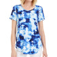 Camiseta feminina estampada com decote redondo da coleção JM, azul, tamanho extragrande