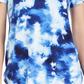 Camiseta feminina estampada com decote redondo da coleção JM, azul, tamanho extragrande